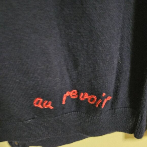 Talbots Charming Embroidered Navy Novelty Cardigan Sweater Size Sp - Picture 6 of 8